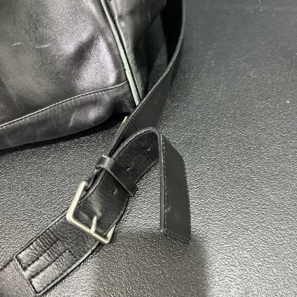 Cole Haan Black Leather Weekender Bag Duffle Bag Travel Luggage Carry On Gym 21" - Picture 4 of 11